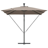 Parasol plażowy z paskami LED Ciemnoszary 249 x 249 x 250 cm