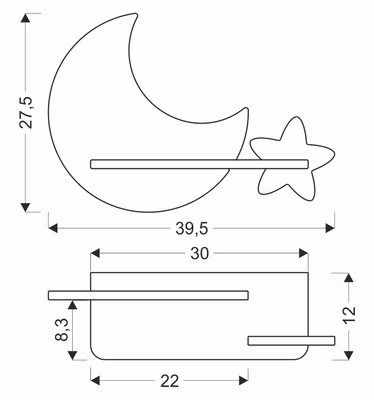 Lampa Kinkiet półeczka 5W LED IQ KIDS szary+złoty Moon Candellux 21-75727