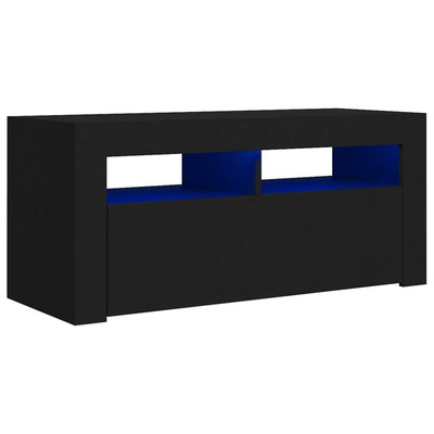 vidaXL Szafka pod TV z oświetleniem LED, czarna, 90x35x40 cm