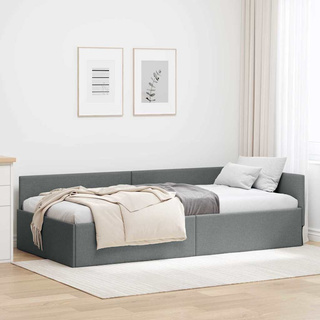 Rama łóżka narożnego Ciemnoszary 90 x 200 cm tkanina