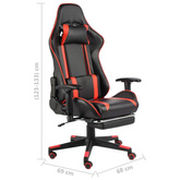vidaXL Obrotowy fotel gamingowy z podnóżkiem, czerwony, PVC