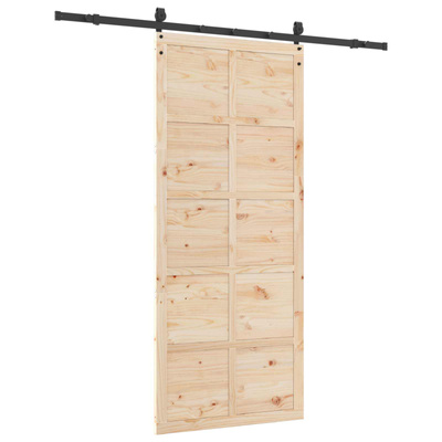 Drzwi przesuwne naturalny 90 x 208 cm Lite drewno sosnowe