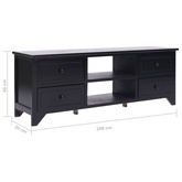 vidaXL Szafka pod TV, czarna,108x30x40 cm, drewno paulownia