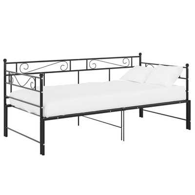 Sofa z wysuwaną ramą łóżka, czarna, metalowa, 90x200 cm wariant 5