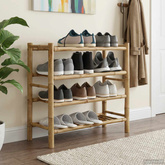 Stojak na buty z półką Naturalny 68 x 28 x 63 cm Bambus