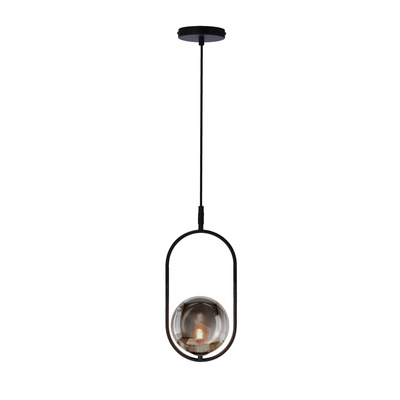 Lampa wisząca CORDEL elegancka - czarna z grafitowym kloszem kulką - nowoczesne oświetlenie salonu i łazienki 1x G9 LED