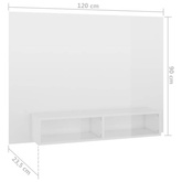 vidaXL Wisząca szafka pod TV, biała, wysoki połysk, 120x23,5x90 cm