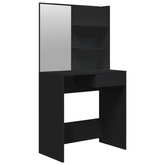 vidaXL Toaletka z lustrem, czarna, 74,5x40x141 cm