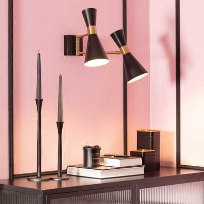 Kinkiet Czarno Złoty Abruzzo Salvatore 2xE27