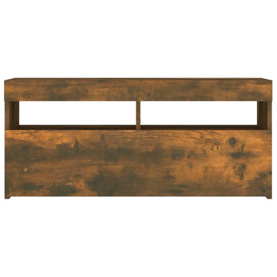 Szafka pod TV z oświetleniem LED, przydymiony dąb, 90x35x40 cm vidaXL
