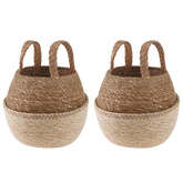 Doniczka z uchwytami 2 pcs Biały ? 22 x 20 cm 100% Trawa morska