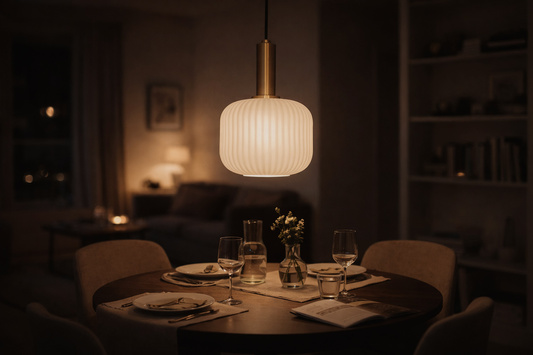 Ryflowana, pojedyncza lampa wisząca ze złotem K-5871 z serii FABIO