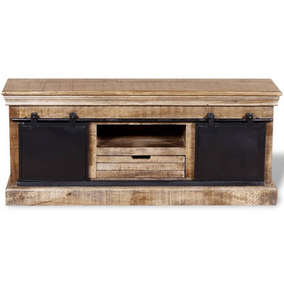 vidaXL Szafka pod TV, drewno mango, przesuwane drzwiczki, 110x30x45 cm