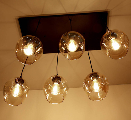 Lampa wisząca szklana czarno/brązowa 6xE27 Aspa 36-00620