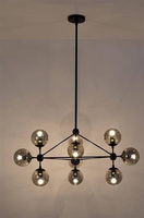 Lampa wisząca PLANETARIO 10  czarna klosze dymione