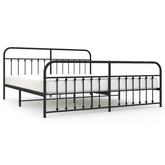vidaXL Metalowa rama łóżka z wezgłowiem i zanóżkiem, czarna, 200x200cm model standard