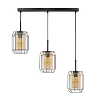 JONERA lampa wisząca czarny 3x40W E27 klosz  bursztynowy