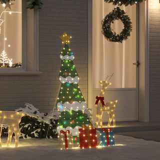 Oświetlona choinka z 3 pudełkami na prezenty 2D w ciepłej bieli