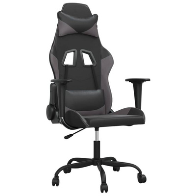 vidaXL Fotel gamingowy, czarno-szary, sztuczna skóra model standard