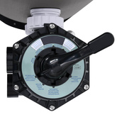 Piaskowy filtr basenowy, boczny montaż, zawór 6-drożny, szary