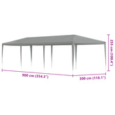 Namiot Imprezowy Jasnoszary 900 x 300 x 255 cm PE i stal
