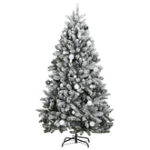 vidaXL Sztuczna choinka na zawiasach, 300 lampek LED i bombki, 240 cm