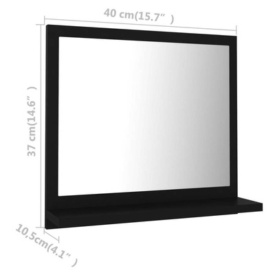 vidaXL Lustro łazienkowe, czarne 40x10,5x37 cm materiał drewnopochodny