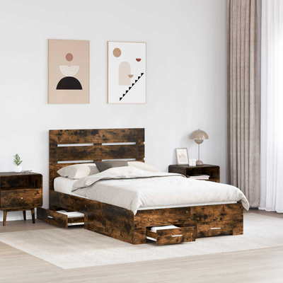 Ramka łóżka Dąb wędzony 120 x 190 cm Drewno inżynieryjne