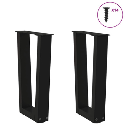 Nogi do stolika kawowego w kształcie litery V 2 szt. Czarne 28x(42-43,3) cm Stal