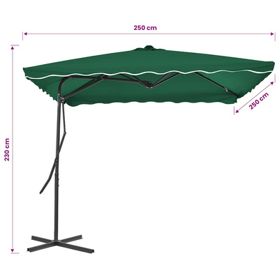 Parasol ogrodowy na słupku stalowym, 250 x 250 cm, zielony