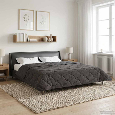 Letni Kołdra Antracyt 200 x 240 cm Mikrofibra i Fleece Teddy