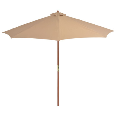 Parasol ogrodowy na drewnianym słupku, 300 cm, taupe