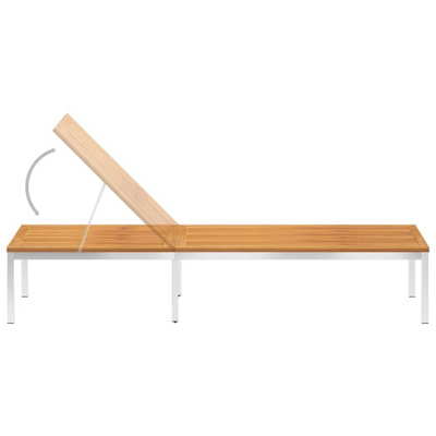 vidaXL Leżak, lite drewno akacjowe i stal nierdzewna