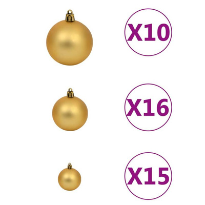 vidaXL Sztuczna choinka z lampkami i bombkami, zielona, 240 cm