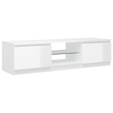 vidaXL Szafka pod TV z LED, biała, wysoki połysk, 140x40x35,5 cm