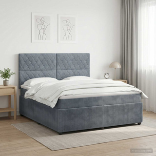 Łóżko z box spring LED z materacem ciemnoszary 160 x 200 cm