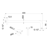 Ramię okrągłe dł 40 cm, czarne SC-D1-077-S Invena