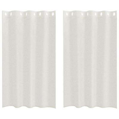 Firany Voile z zasłonami 2 pcs Kremowy 175 x 140 cm Poliester