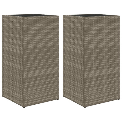Donice ogrodowe, 2 szt., szare, 40x40x80 cm, rattan PE