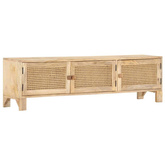 vidaXL Szafka pod TV, 140x30x40 cm, drewno mango i naturalna trzcina