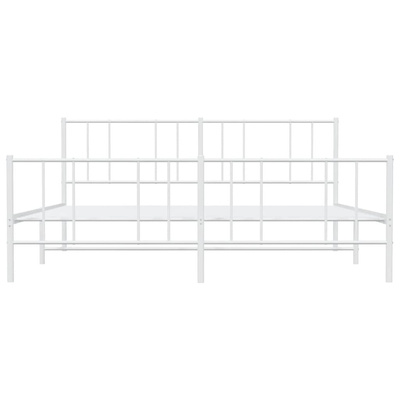 Metalowa rama łóżka z wezgłowiem i zanóżkiem, biała, 180x200 cm vidaXL
