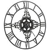vidaXL Zegar ścienny, srebrny, 78 cm, metal