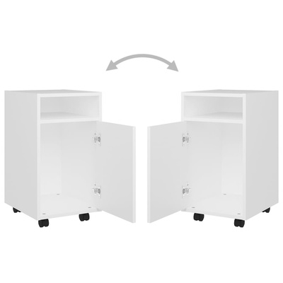 Szafka boczna, kółka, biała 33x38x60 cm materiał drewnopochodny