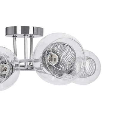 Lampa sufitowa chromowa szklany klosz z koszyczkiem 6x40W Dixi Candellux 36-61362