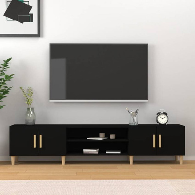 vidaXL Szafka pod TV, czarna, 180x31,5x40 cm, materiał drewnopochodny