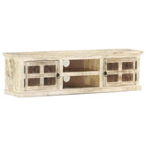 vidaXL Szafka pod TV, biała, 130 x 30 x 36 cm, lite drewno mango