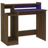 vidaXL Biurko z podświetleniem LED, brązowy dąb, 97x45x90 cm