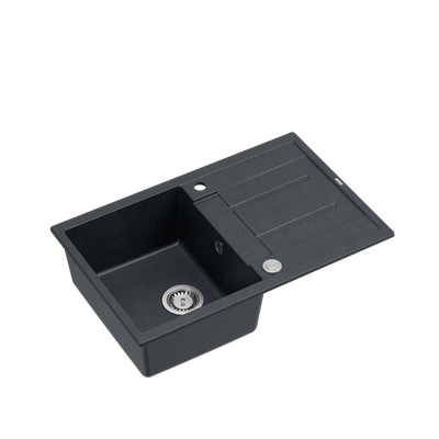 MORGAN 111 GraniteQ zlewozmywak black diamond z syfonem Push To Open 1-komorowy z/o / elementy stal szlachetna