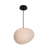 Lampa wisząca STONES 30 cm w stylu Japandi - z białym akrylowym kloszem inspirowanym kamieniem - minimalistyczne oświetlenie sufitowe do salonu E27