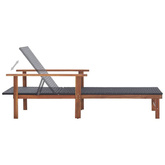 vidaXL Leżak, polirattan i lite drewno akacjowe, czarny